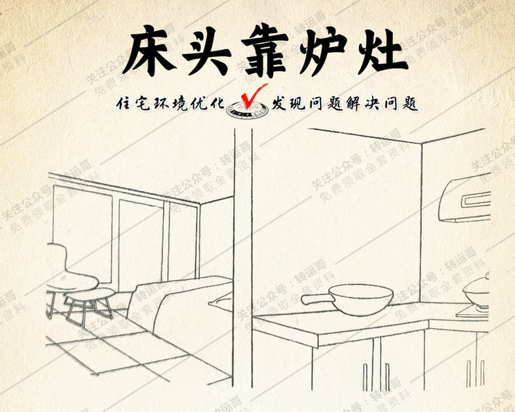 床头紧靠炉灶