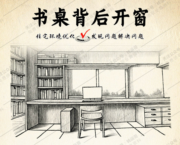 书桌背后开窗